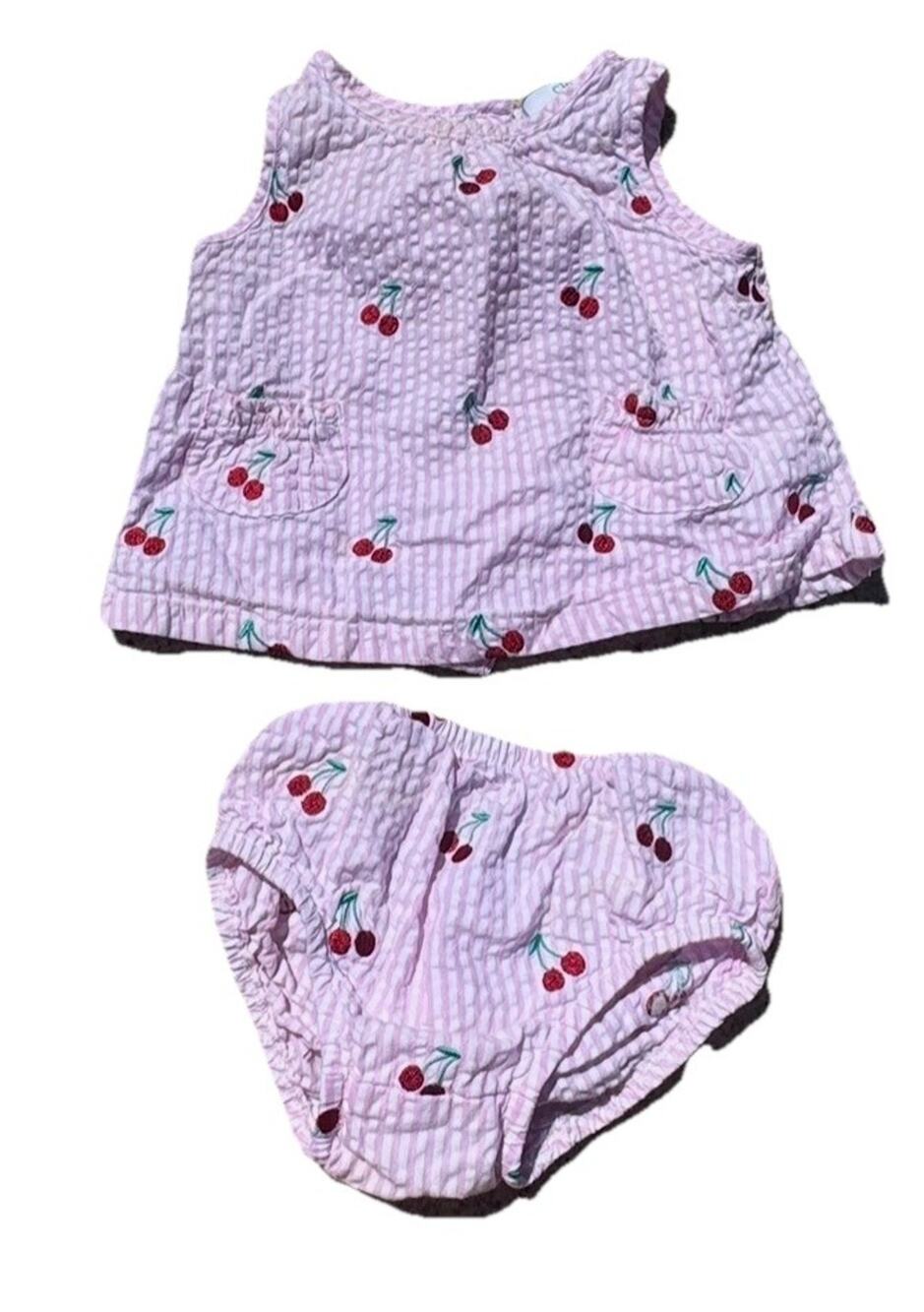 Classic American Prep (CPC) Pink Gingham Cherry Seersucker Dress Size 9-12 Month